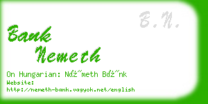 bank nemeth business card